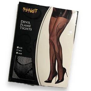 Flame patterned fishnet tights